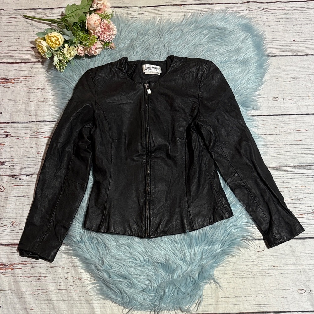 Vintage bagatelle Black Genuine Leather Biker Jacket sz S